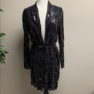 Elegant Black Sequin Robe